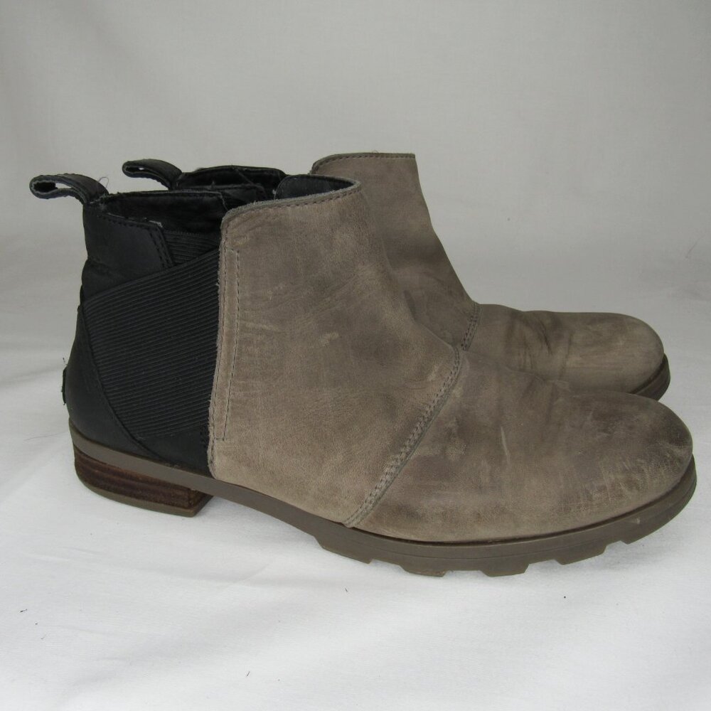 Sorel Quarry Gray Brown Distressed Emelie Chelsea Boot Women's 8.5 - Picture 5 of 8